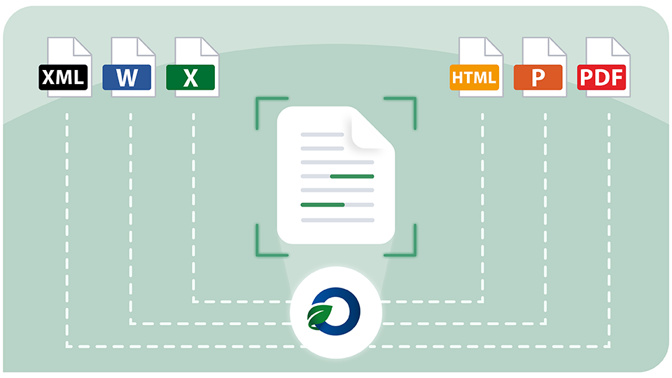 Icons from XML. Word, Excel, HTML, PowerPoint and PDF documents