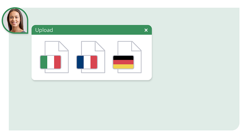 Italian flag, French flag and German flag